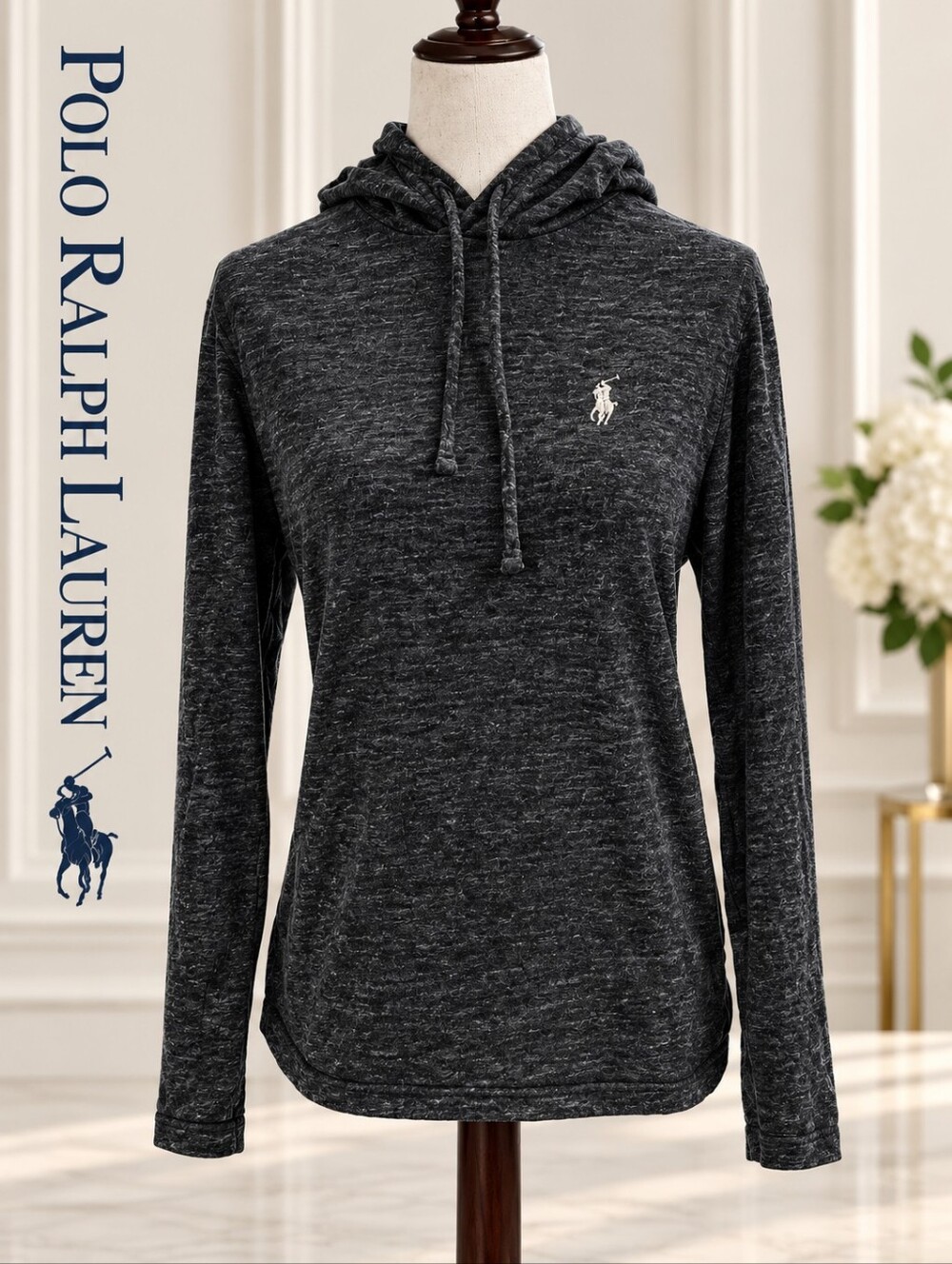Polo Ralph Lauren Lightweight Hooded Long Sleeve Top | Dark Charcoal Heat / M
